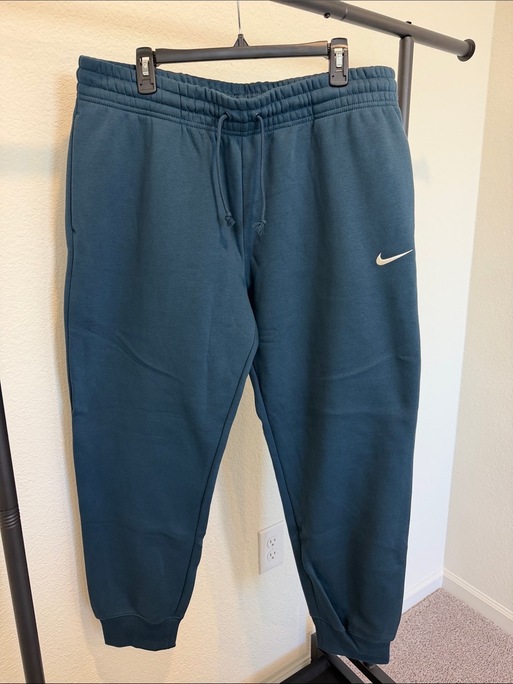 Nike Teal Blue Kids Fleece Joggers with White Swoosh